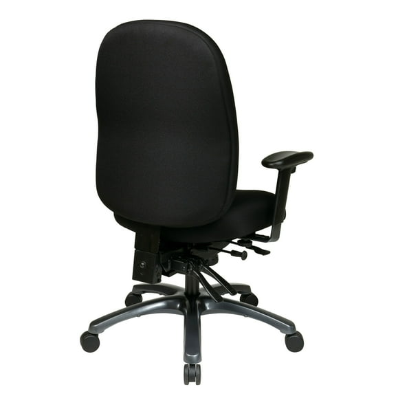 Multi-Function High Back Chair with Seat Slider in Black Fabric