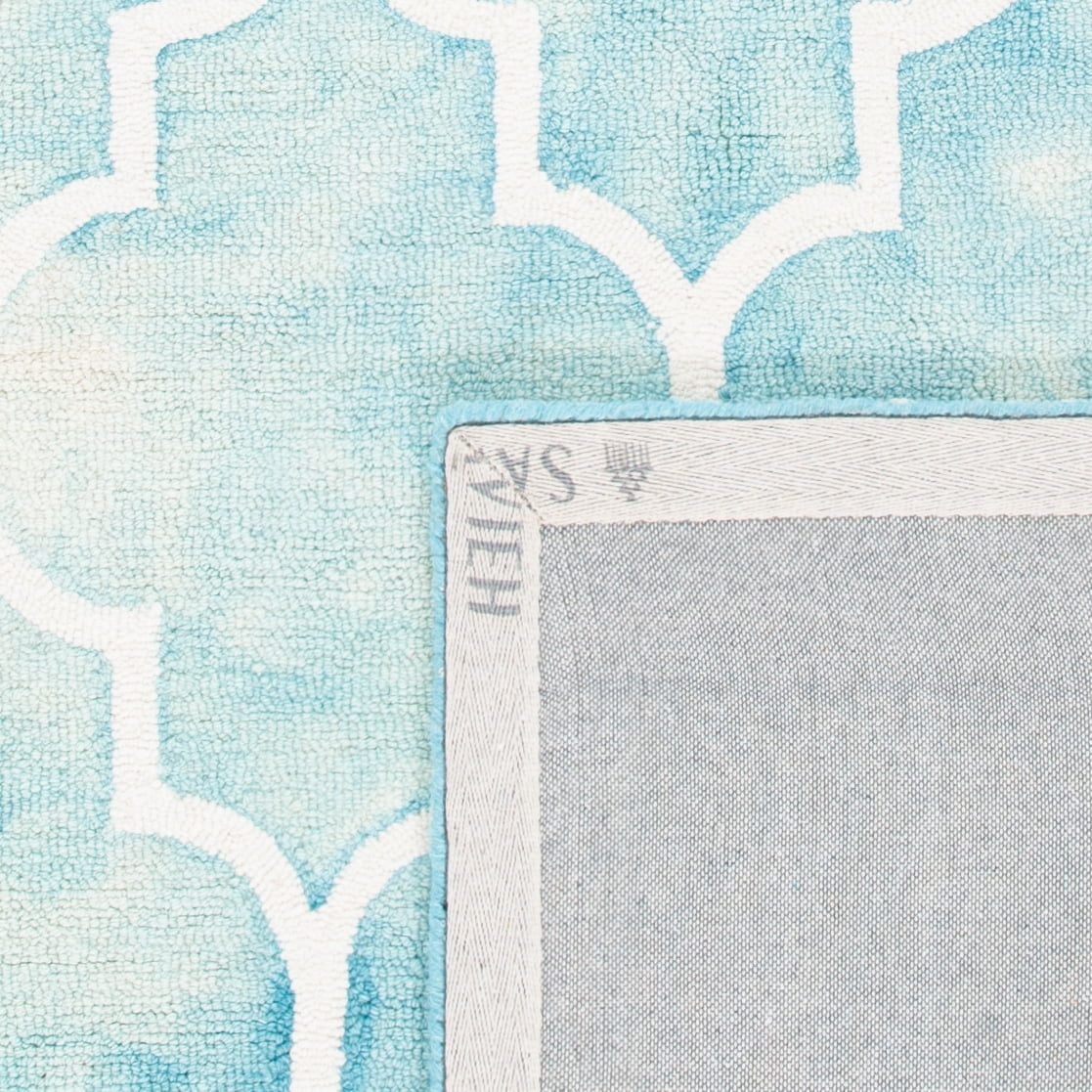 Safavieh Dip Dye Calanthe Geometric Wool Area Rug, Turquoise/Ivory, 6' x 9'