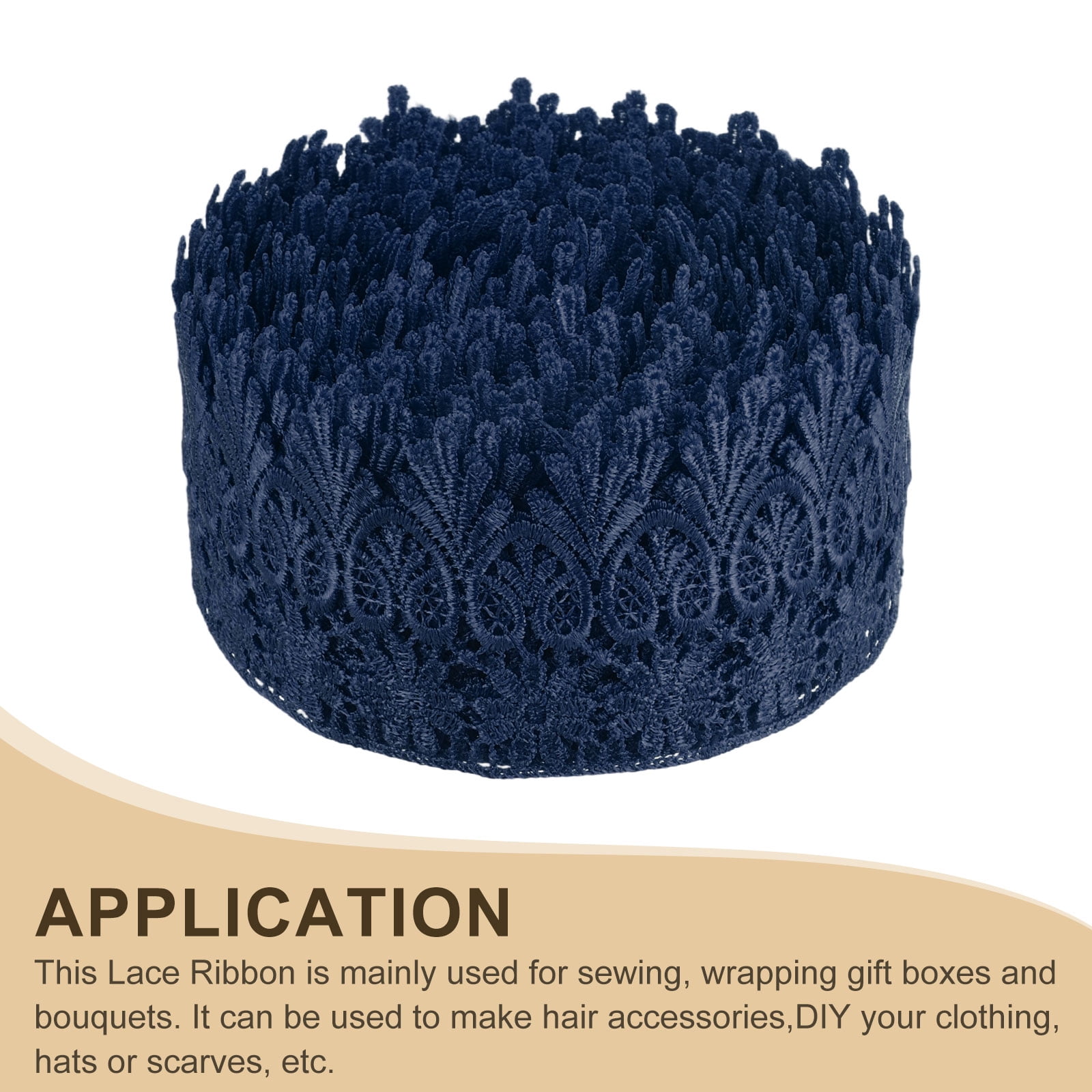 Uxcell 3.15 Inch Wide 15 Yard Lace Ribbon Floral Pattern Navy Embroidered Lace Trim Ribbon for Sewing Making, and DIY Crafts, Gift Wrapping, Wedding Decor