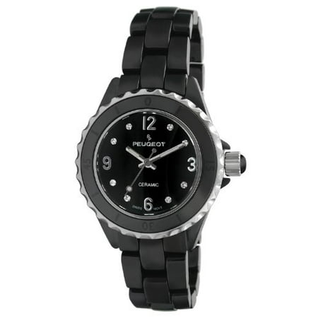 Peugeot Women's PS4894BK Swiss Ceramic Sport Bezel Black Dial Watch