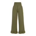 thumbnail image 7 of Wide Leg Linen Pants for Women High Waisted Ruffle Hem Palazzo Pants Boho Summer Casual Loose Flowy Pant Trousers Army Green 2XL, 7 of 7