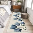 thumbnail image 5 of 2x6 Kitchen Runner Rug, Spring Floral Non-Skid Rubber Backing Large Rectangle Rugs - Living Room Bedroom Home Office, Blue Tulip Summer Botanical Rustic Indoor Floor Mat Carpets Washable Rug, 5 of 9