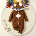 thumbnail image 2 of PEASKJP Fall Winter Newborn Boy Clothes Baby Bodysuit Boy Girl Clothes Soft Newborn Infant Outfit Long Sleeve Romper Brown,9-12 Months, 2 of 9