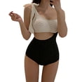 thumbnail image 2 of kamemir Plus Size Swimsuit or Women Two Piece Tankini Swimsuits for Women Tummy Control Bathing Suits Cutout Back Swim Tank Top with High Waisted Bottom(White,M), 2 of 6