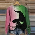 thumbnail image 2 of Tiweut Women's Sweatshirts Outdoor Gradient Color Print Witch Graphic Long Sleeve Crew Neck Loose Fit Pullover Blouses Green,L, 2 of 3