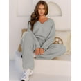 thumbnail image 4 of YOGAFOX Fuzzy Fleece Lounge Sets for Women 2 Piece Pajama Set Long Sleeve Loungewear Wide Leg Pants Outfits S-XL, 4 of 5