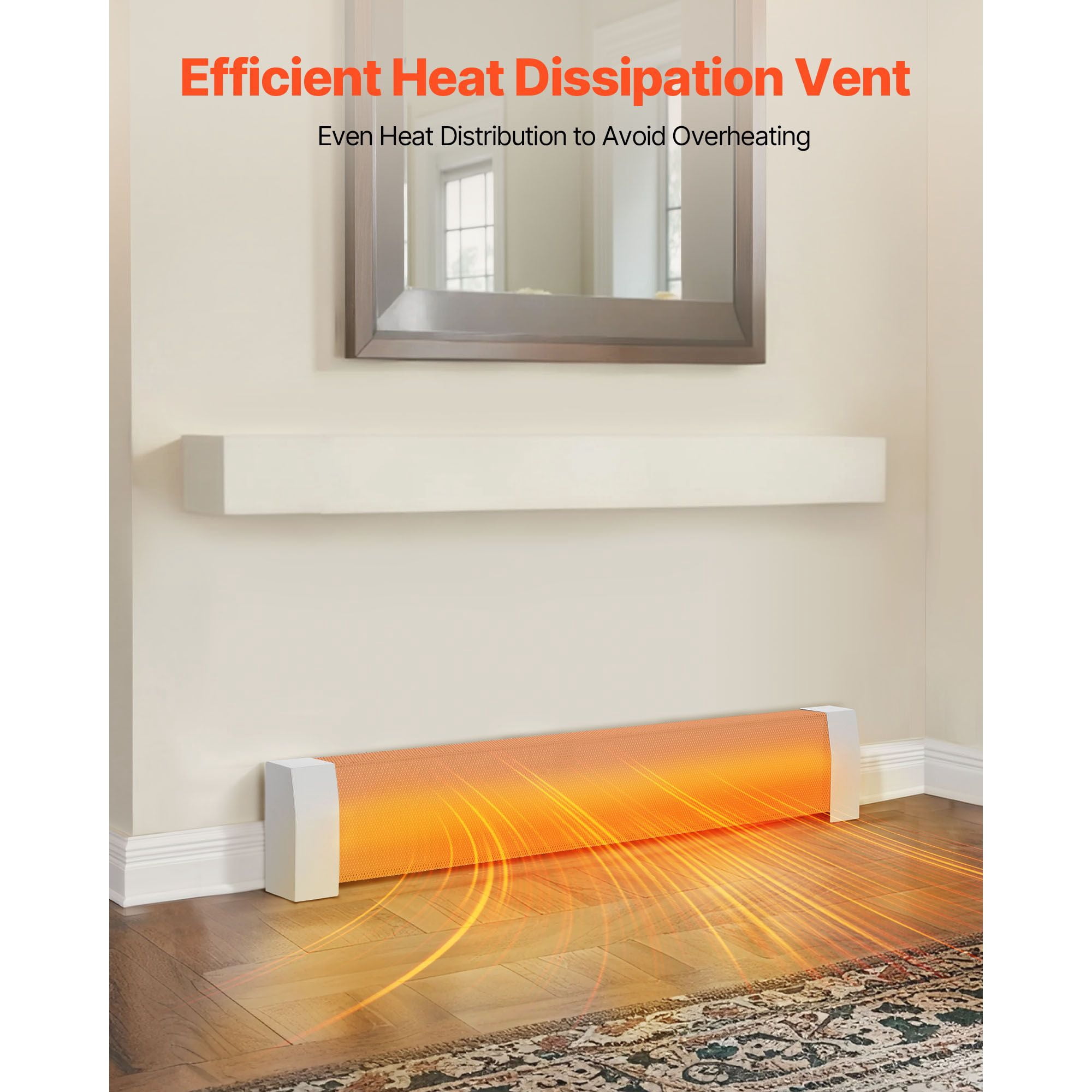 4ft Baseboard Heater Cover Replacement, Powder-Coated Steel, Ventilation Openings, Easy Installation, White Finish for Home Heating Upgrade
