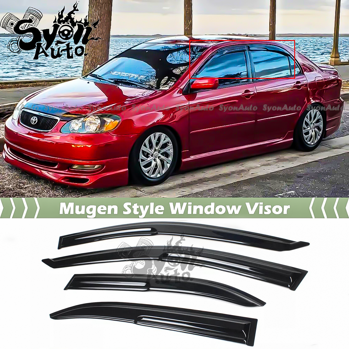 Smoked Acrylic Window Visors / Rain Guards For 2019-2025 Mazda 3 Sedan – JDM Mugen Style, 4-Piece Set