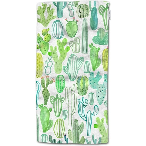 Xsinufn Cactus Bath Towels Watercolor Cactus Green Pattern Soft Bath