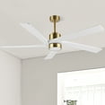 thumbnail image 2 of 54 in. White and Gold DC Indoor Ceiling Fan with Light Kit, 5 Reversible Blades Carved Wood Blades, 2 of 7