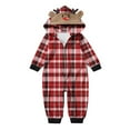 thumbnail image 2 of Christmas Pajamas Long Sleeve Jumpsuit Plaid Zipper Reindeer Ear Hoodie Jumper Classic Printed Onesies Pjs Sleepwear, Baby, 9 Months, 2 of 7