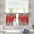 thumbnail image 3 of Red Christmas Sheer Curtains 45 Inch Length 2 Panels Set, Semi Transparent Voile Rod Pocket Curtains for Living Dining Room Bedroom Drapes Snowman Xmas Tree Poinsettia Eucalyptus, 3 of 8