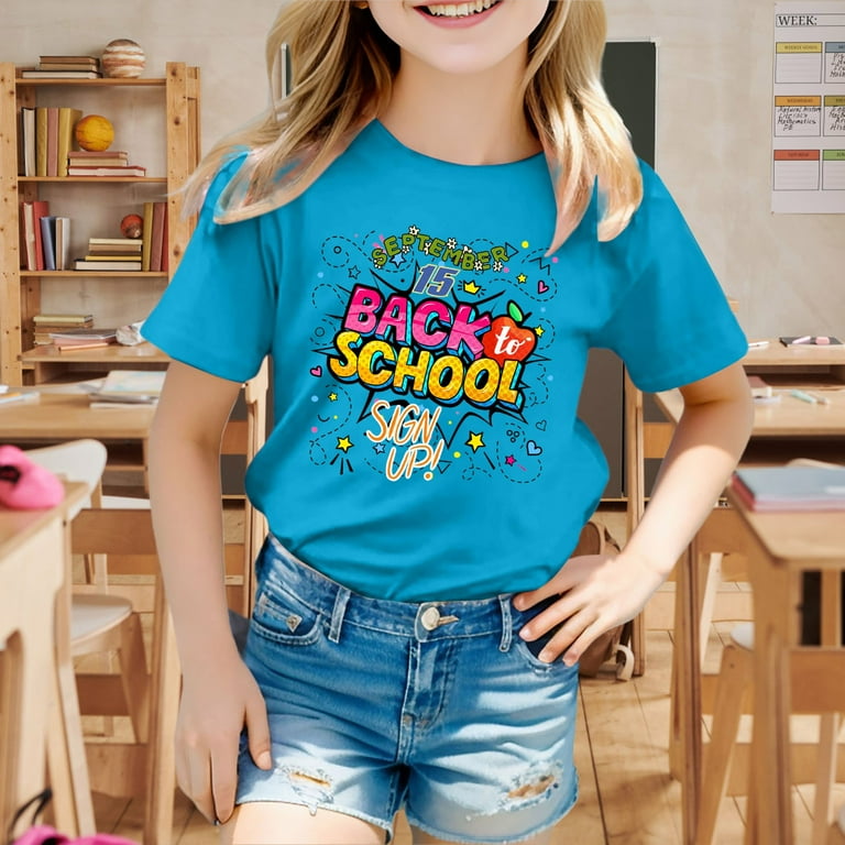 Papeey Cute Tops for Teen Girls Short Sleeve Tee Shirts Tops 2024 T Shirts Happy First Day Of School T Shirt Walmart