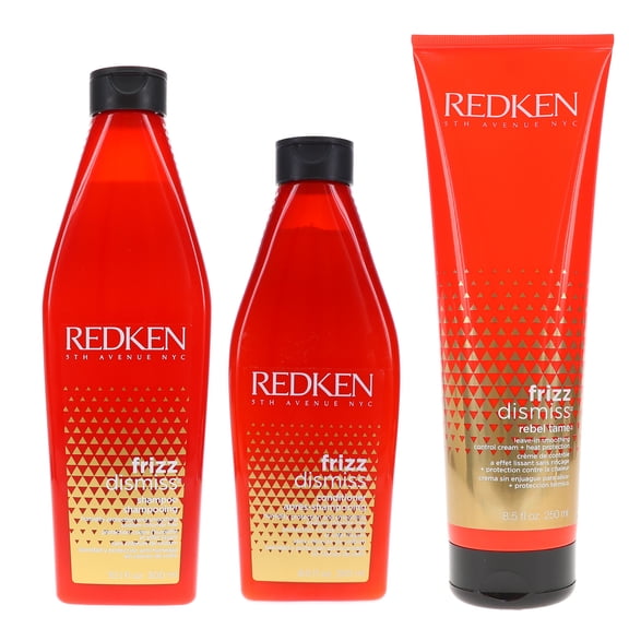 Redken Frizz Dismiss Shampoo 10.1 oz, Frizz Dismiss Conditioner 8.5 oz & Frizz Dismiss Rebel Tame 8.5 oz Combo Pack
