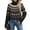 Black, variant on Women’s Turtleneck Knit Sweater Long Sleeve Pullover with Geometric Pattern Casual Winter Warm Top for Daily Wear Red M