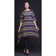 thumbnail image 5 of Bimba Blue Sunflower & Pink Flower Floral Women Kurtas Ethnic Printed Asymmetric Summer Wear Tops For Women Medium, 5 of 6