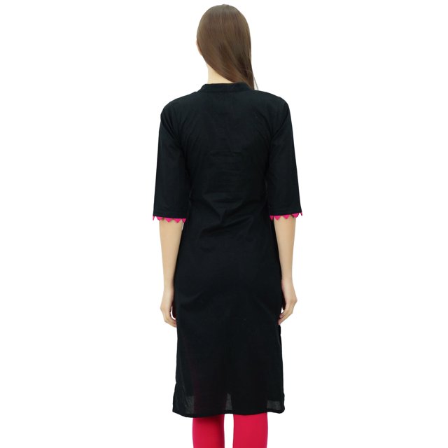 Phagun Kurti Uni en Coton Tunique de Designer Col Mandarin Kurta Ethnique Décontractée Blouse