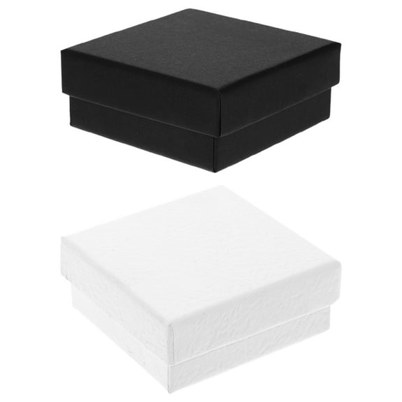 MRLESS 2pcs Jewelry Boxes With Sponge Pad For Bracelets Necklaces Rings And Earrings Paper Empty Jewellery Boxes Portable Square Pendant Storage Case For Birthday Wedding