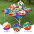 thumbnail image 4 of Colorful Rainbow Tie Dye Spiral Pattern Square Fitted Tablecloth with Elastic Edge,Square Table Cover,Washable Elastic Table Cover for Home Kitchen Party Decor 34"x34", 4 of 6