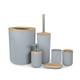 thumbnail image 1 of Juego de accesorios de baño con bote de basura, soporte para cepillo de dientes, dispensador de jabón, jabonera, vaso (cubierta de bambú de 6 uds.), 1 of 5