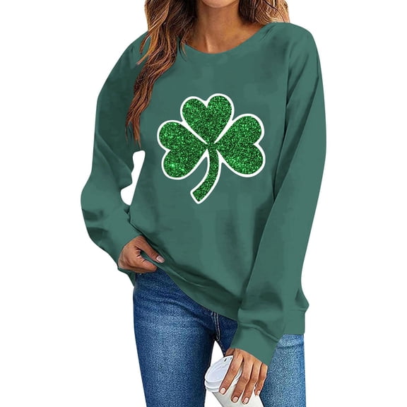 Diufon St Patricks Day Sweatshirt Women Casual Long Sleeve Crewneck Sweatshirts Graphic Printed Loose Pullover Tops
