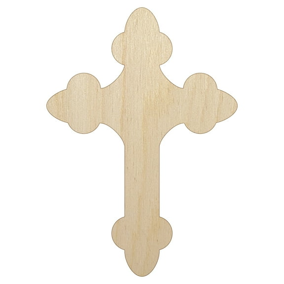 Cross Doodle Christian Wood Shape Unfinished Piece Cutout Craft DIY Projects - 4.70 Inch Size - 1/8 Inch Thick