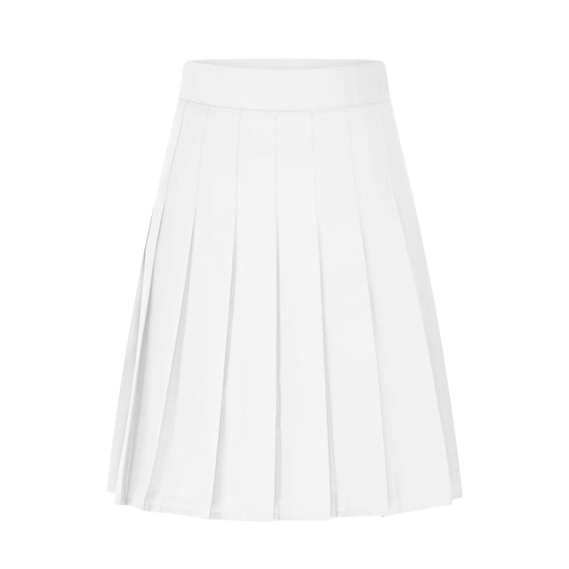VINUSLI Mini Jupe d'Automne pour Femmes, Style Preppy, Taille Haute, Jupe Plissée, Ligne A, Décontractée, Basique, Jupe d'Uniforme de Cheerleader, Blanc, m