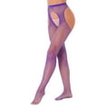 thumbnail image 2 of Jhaoyu Bas Résille Filet pour Femmes Collants Bas Cuisse Haute Violet Taille Unique, 2 of 4