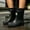 Black, variant on Women's Ankle Rain Boots, Gardening Non-Slip Thick Heel Waterproof PVC Outdoor Shoes Black 12-12.5