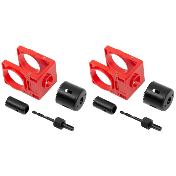 Kit de Instalación de Cerradura de Puerta de 2 Juegos, Juego de Perforadora para Cerradura de Puerta para Puertas de Madera con Plantilla Guía
