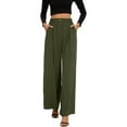 thumbnail image 5 of Xyxonk Wide Leg Dress Pants for Women Loose Fit High Waisted Work Dress Pants Business Office Long Straight Dress Pants Trousers with Pockets, Army Green L, 5 of 6