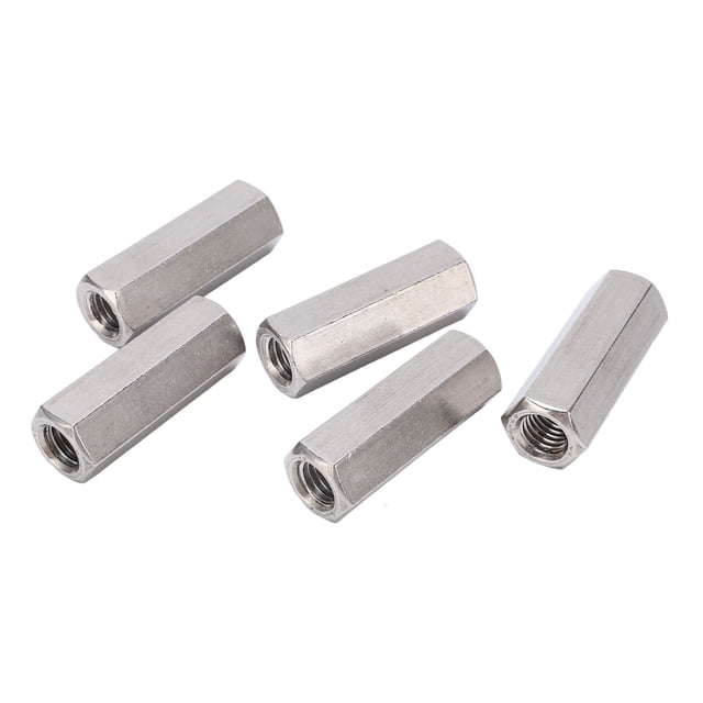 M12 Hex Coupling Nut Kit, Lightweight 5Pcs Rugged 304 Stainless Steel Hex Coupling Nut Practical For Studs