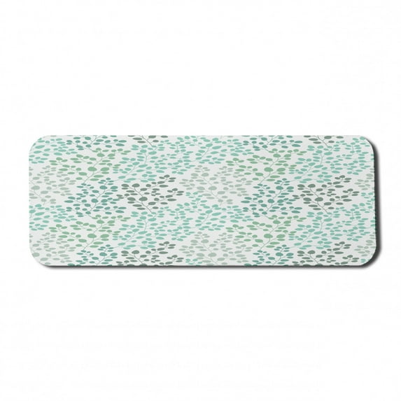 Leaf Computer Mouse Pad, Pattern Leafage Branches Silhouette Nature Theme Foliage Forest, Rectangle Non-Slip Rubber Mousepad Large, 31" x 12" Gaming Size, Sage Green Turquoise, by Ambesonne