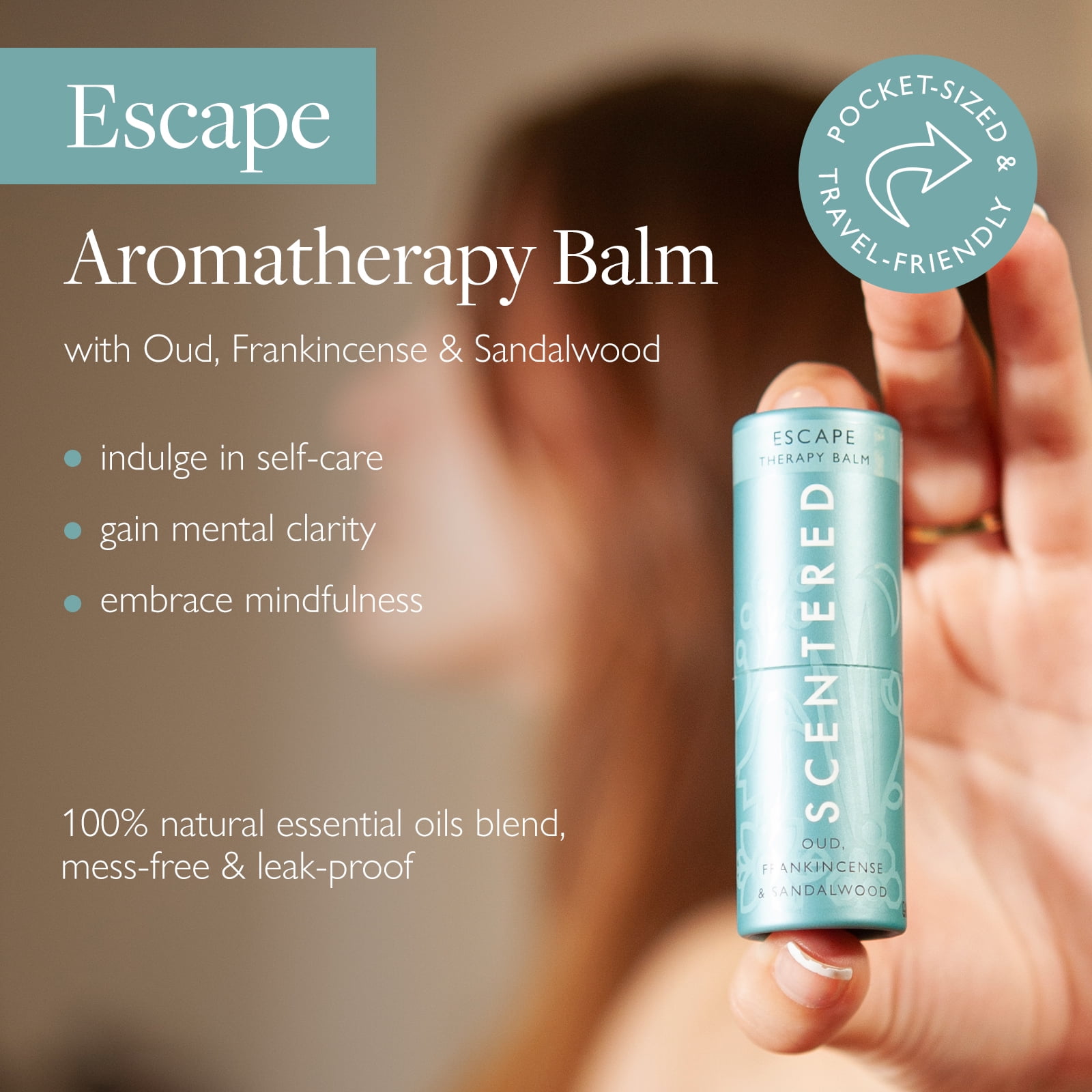 Scentered Aromatherapy Inhaler Balm ESCAPE - Relaxation & Meditation Aid - Natural Essential Oils