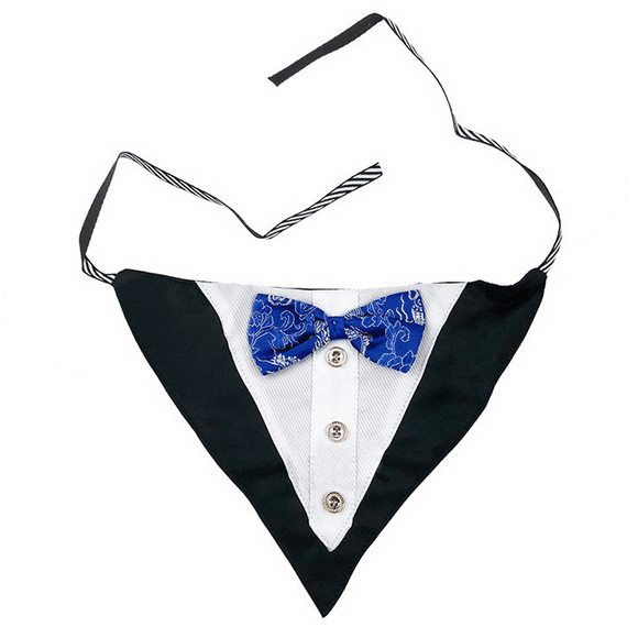 Formal Dog Tuxedo Bandanas with Bow Tie Pet Costume Tail Collar Adjustable Neck Accessories Party Suit Wedding