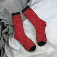 thumbnail image 5 of Daiia Vintage Burgundy Print Crew Socks – Soft Breathable Long Socks for Men & Women, Moisture-Wicking & Comfortable Daily Wear Socks, One-Size Fits Most (US 5-11), 5 of 6