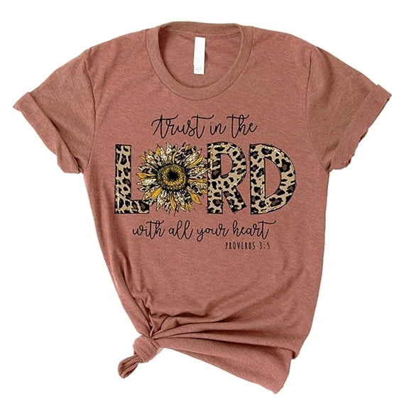 Womens T Shirts Casual Crew Neck 2026 Fashion Tops Leopard Floral Print Short Sleeve Summer Tees