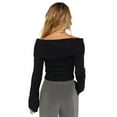 thumbnail image 5 of Dewadbow Women Sweater Long Sleeve Off-shoulder Solid Knit Pullover Tops for Daily Street, 5 of 6