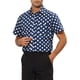 thumbnail image 4 of Camisas de vestir INSPIRE CHIC para hombres, ajuste slim, con puntos de polka, botones, de manga corta, camisetas cortas, M azul, 4 of 5