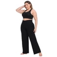 thumbnail image 5 of HDE Women's Plus Size Yoga Pants High Waisted Wide Leg Leggings Black 1X, 5 of 6