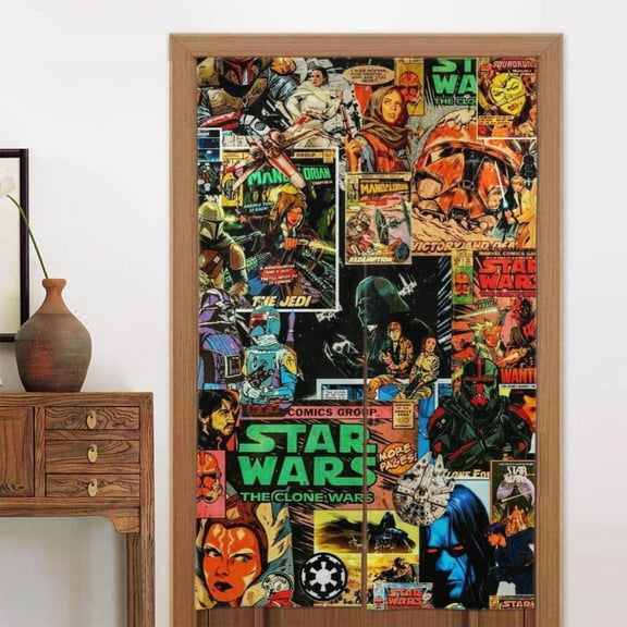 Door Blackout Doorways Curtain Darth Vader Window Curtains Indoor Partition Shading Decor for Bedroom Kitchen 34x56in