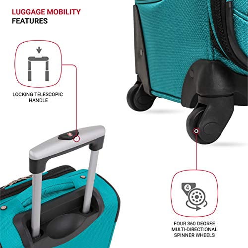 SwissGear Sion Softside Luggage with Spinner Wheels Teal Carry