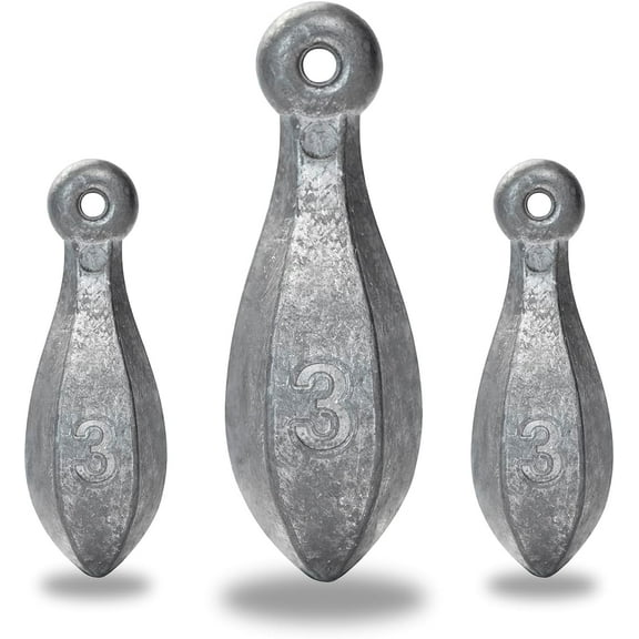 BLUEWING Bank Sinker 3LB Box Fishing Weights Sinkers Saltwater Bullet Lead Weights Sinkers, 3oz - 16pack