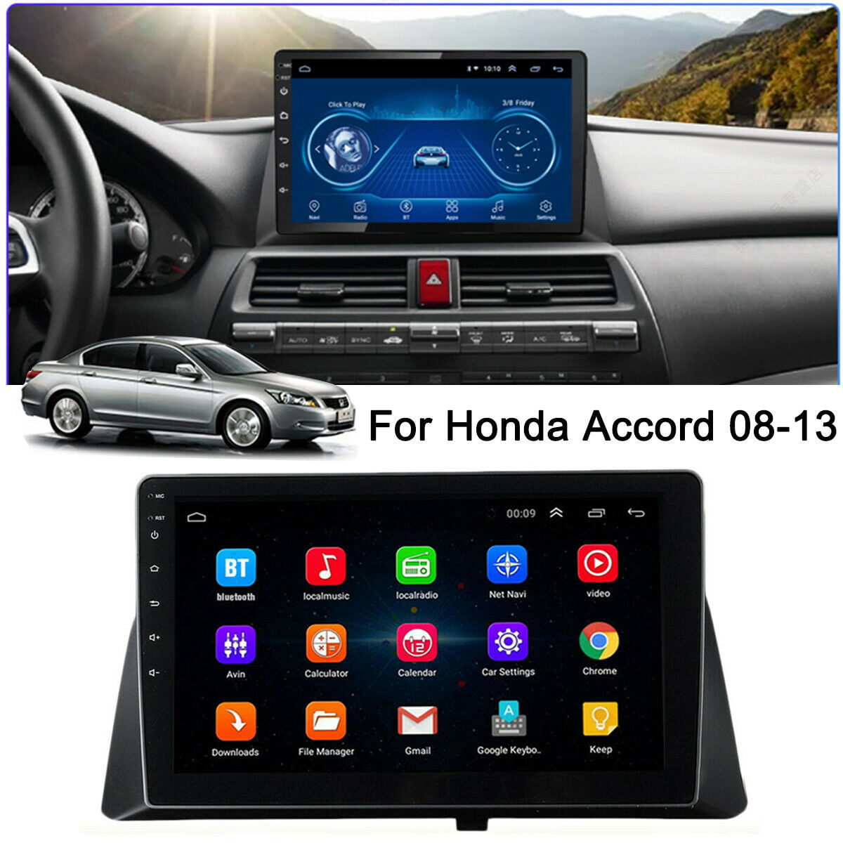 10.1" Android 9.1 Radio Stereo GPS WIFI MP5 1GB+16GB For Honda Accord 2008-2012