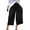 A1 Black, variant on Women's High Waisted Cropped Pants, Casual Summer Loose Fit Wide Leg Palazzo Trousers with Pockets, Ankle Length Cut, Soft Draped Fabric and Relaxed Shape Black S
