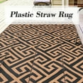 thumbnail image 2 of Smiry 5x8 Ft Reversible Outdoor Rug – Waterproof Polypropylene Straw Weave, UV Protected For Patio, Deck, Picnic | Black & Grey Boho Style 2 of 9