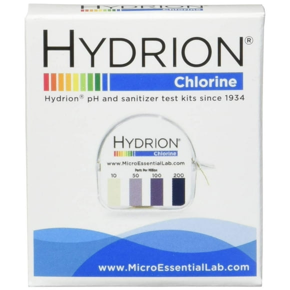 Micro Essential Hydrion CM-240 Papel de prueba de cloro con dispensador 10-200 ppm (caja de 10)