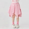 thumbnail image 6 of Virmaxy Summer Pink Gingham Asymmetrical Skirt Handkerchief Hem Knee Length Casual Skirt with Elastic Waistband for Daily Wear and Vacation, for 5-14Y, 6 of 6