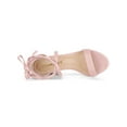 thumbnail image 4 of BLISSFUL STEP Women's Open Toe Lace Up Chunky High Heels Sandals Light Pink (Size 8), 4 of 6