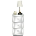 thumbnail image 2 of IVV Modern Mirrored Nightstand with 3 Drawers, Crystal Knobs, Small Bedside Table for Bedroom Living Room, Silver, 11.8"L x 11.8"W x 23.6"H, 2 of 10